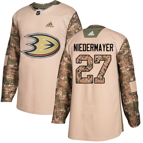 Adidas Ducks #27 Scott Niedermayer Camo Authentic Veterans Day Stitched NHL Jersey - Click Image to Close